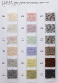 1/9NM 10%alpaca 10%mare 24%wool 20%nylon 22%polyester 14%scallion