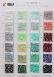 4.2NM 3%wool 18%nylon 10%acrylic 62%polyester 5%silver thread 2%spandex