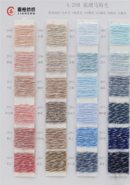 4.2NM 3%wool 18%nylon 10%acrylic 62%polyester 5%silver thread 2%spandex